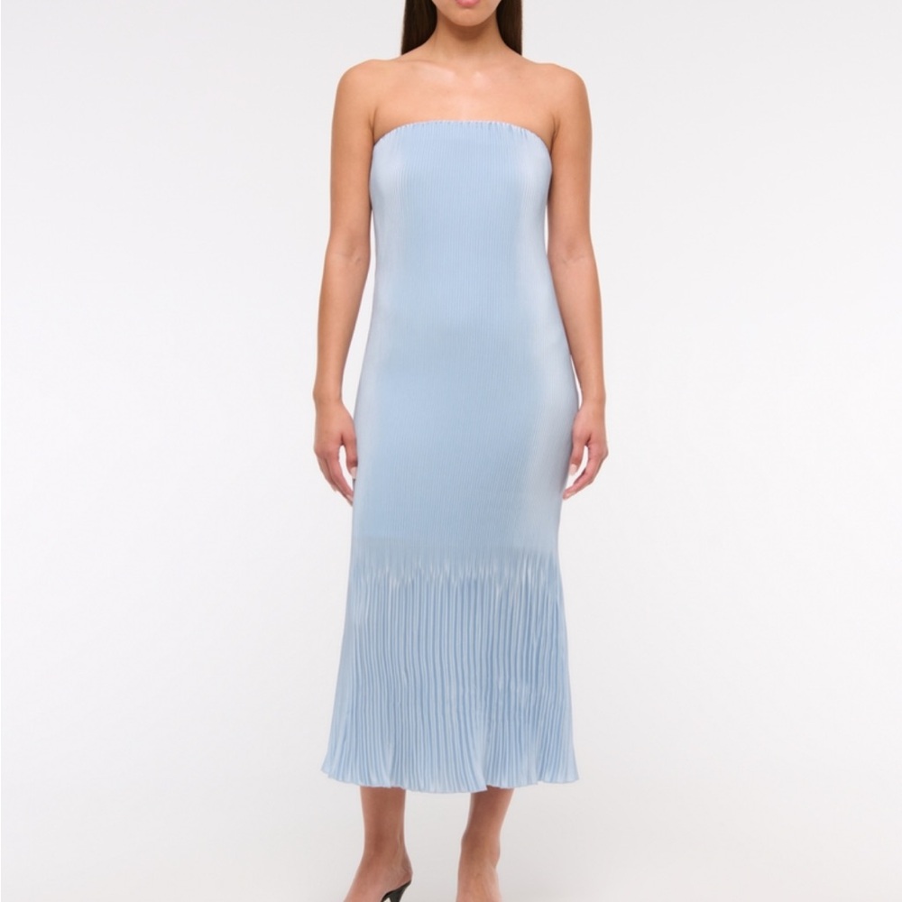 Abercrombie & Fitch Light Blue Strapless Midi Dress